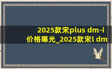 2025款宋plus dm-i价格曝光_2025款宋l dm-i价格曝光